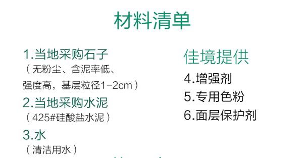 透水混凝土需要準備的材料清單